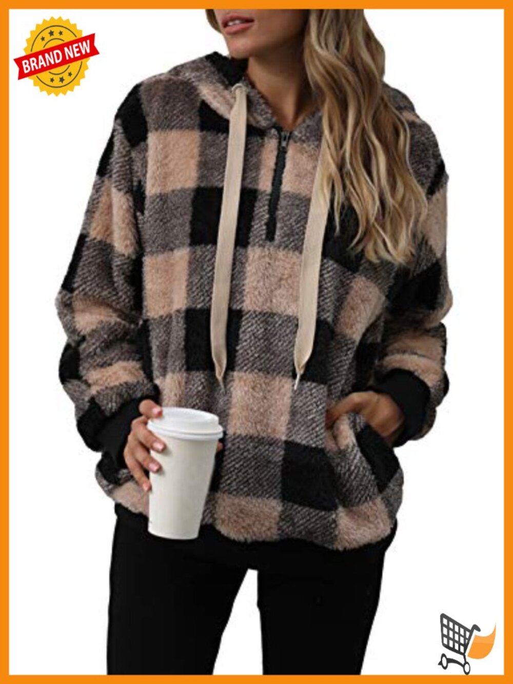 Fuzzy Fleece Sherpa Oversized Half Zip Pullover Jacket Coat
